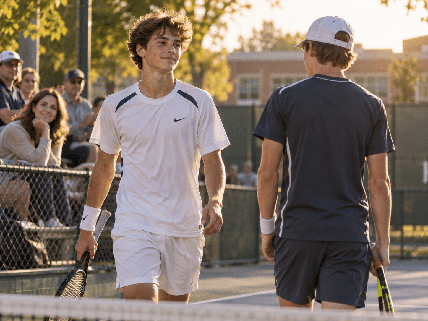 Young tennis players changing sides during a match, reflecting hope, resilience and the belief that the best shots may still be ahead.